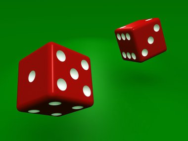 Rolling dice on green background clipart