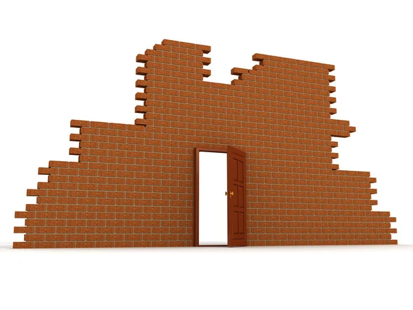 Bakstenen muur en deur — Stockfoto