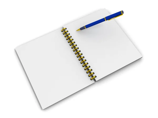 Cuaderno en espiral con pluma — Foto de Stock