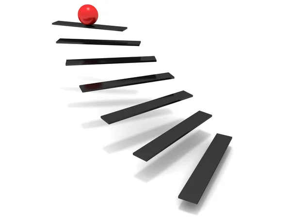 Red sphere at the top of stairs — Stock Photo, Image
