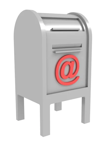 Caixa de correio de metal com sinal de e-mail — Fotografia de Stock