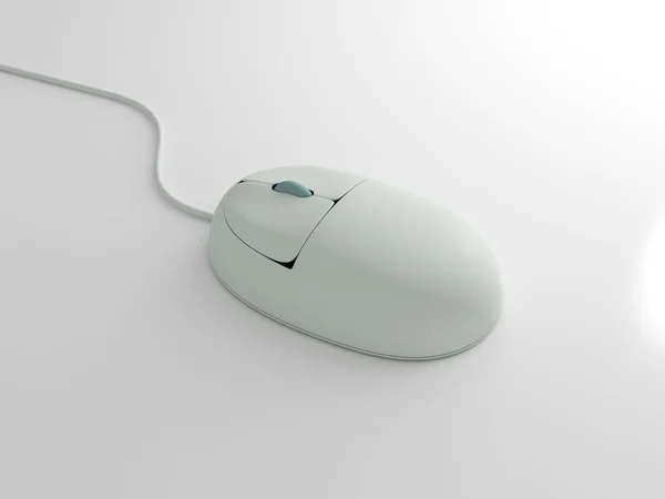 Λευκό υπολογιστή ποντίκι σε λευκή επιφάνεια — Φωτογραφία Αρχείου