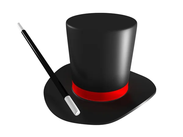 Magic hat with magic wand — Stock Photo, Image