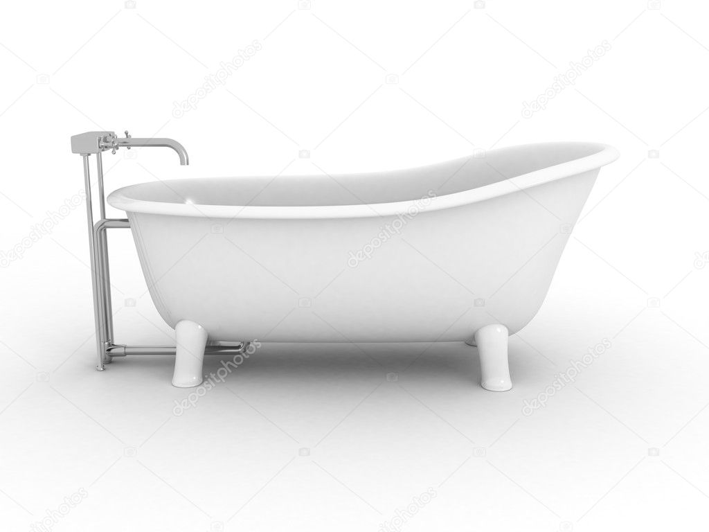 Modern white bathtub