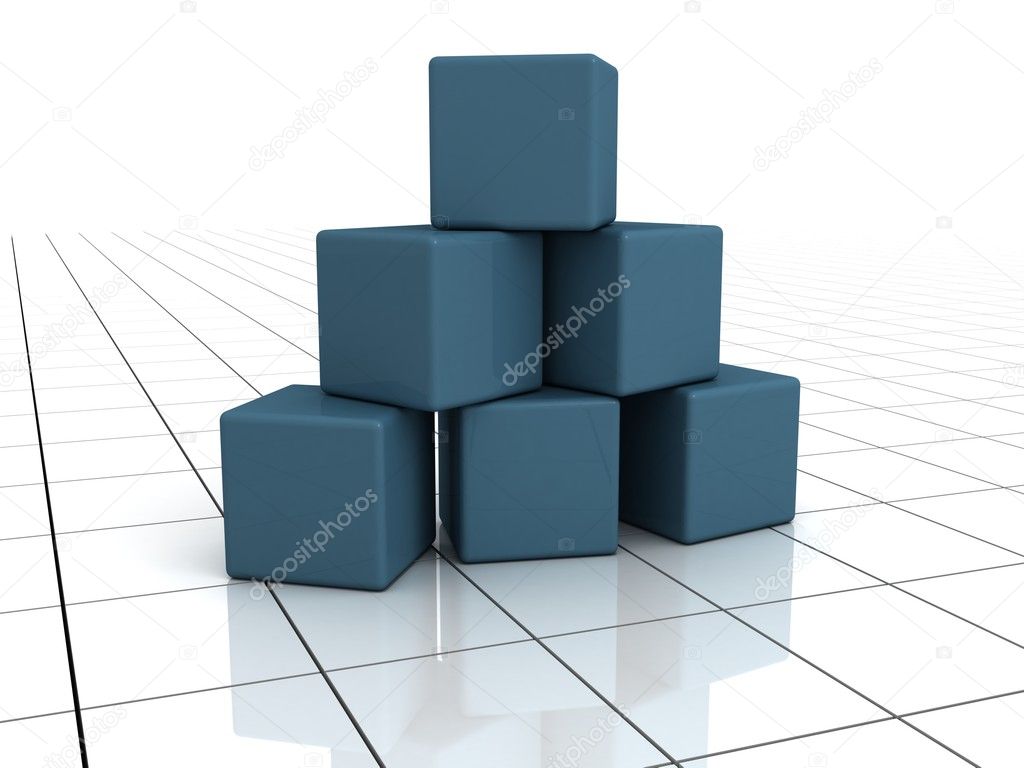 Blue Building blocks on white surface