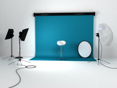 Interior of a modern photo studio clipart