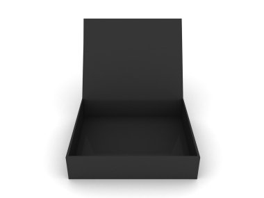 Black opened box on white background clipart