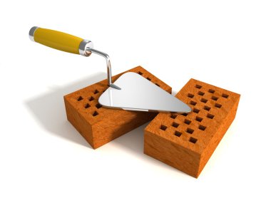 Bricks and trowel clipart