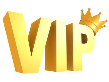 Vip golden text with crown clipart