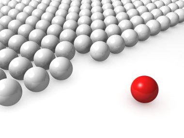 One unique red ball among other white clipart