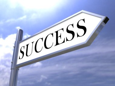 Success road sign. metal and shiny clipart