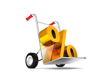 Big percent sign on the truck. finance concept clipart