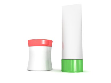 Cosmetics packs and containers: tube and box clipart