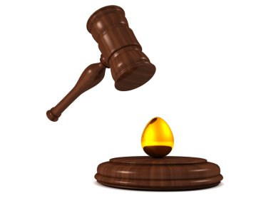 Auction gavel hammer with golden egg clipart