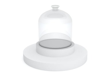Glass bell cover on white podium clipart