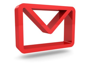 Glossy red mail envelope icon clipart