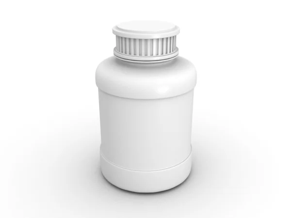 Vita piller flaska på vit bakgrund — Stockfoto