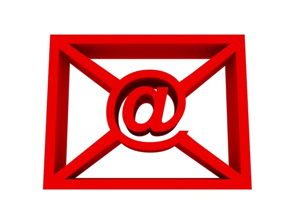 Символ электронной почты в красном конверте изолирован на белом — стоковое фото
