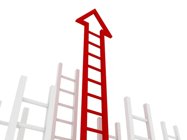 Roter Leiterpfeil auf weißem Hintergrund — Stockfoto