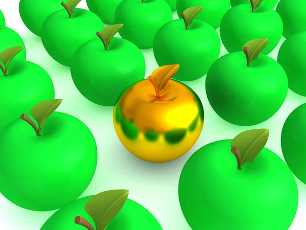 Guld och gröna äpplen — Stockfoto