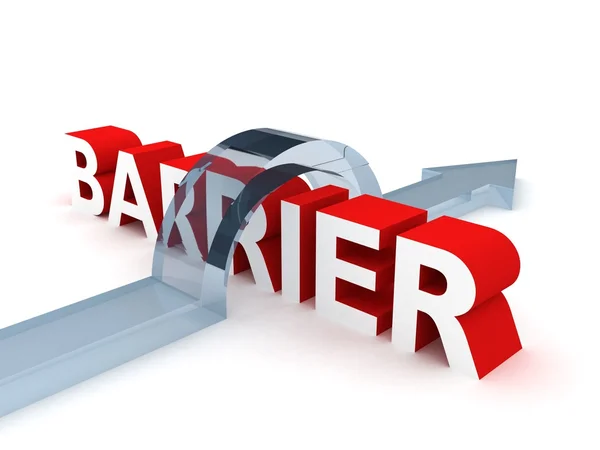 Rising arrow over the word Barrier — Stock Photo, Image