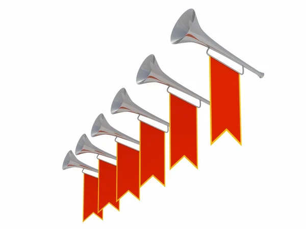 Trumpets with a red flag — Stock Photo, Image
