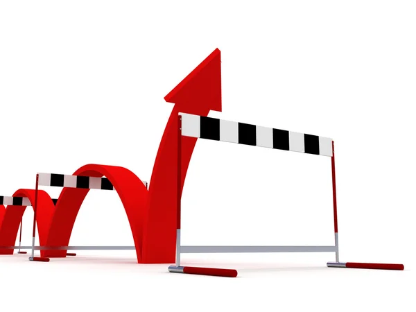 A rising arrow over the barriers — Stock Photo, Image
