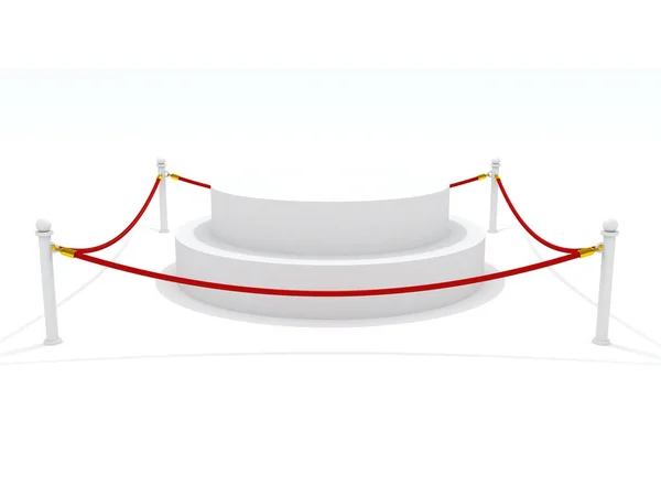 Бар'єрна мотузка і платформа всередині ізольовані на білому тлі — стокове фото