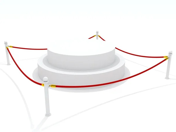 Akadályt kötél és egy olyan platform, belül a elszigetelt fehér háttér — Stock Fotó