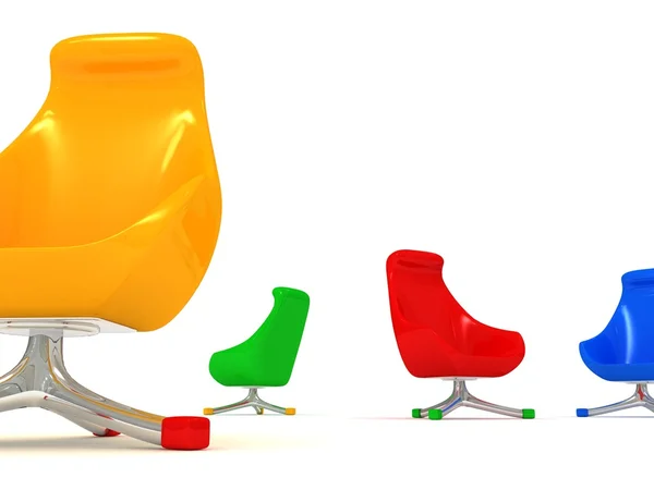 Color chairs isolated on white background — Stock Photo, Image