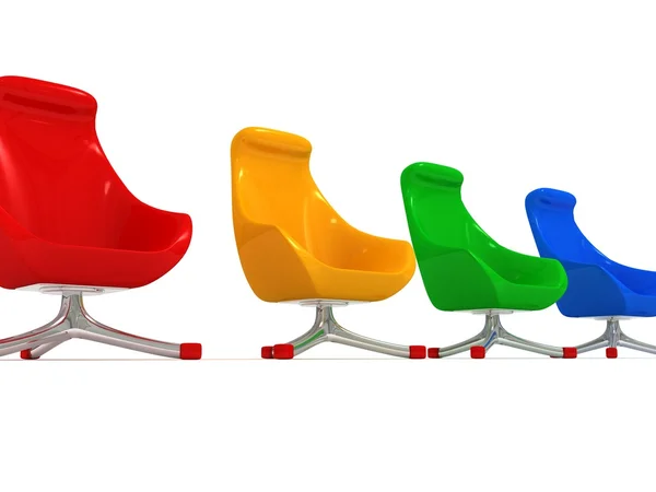 Cadeiras de cor isoladas no fundo branco — Fotografia de Stock