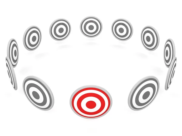 Forma de círculo dardos objetivo sobre fondo blanco —  Fotos de Stock