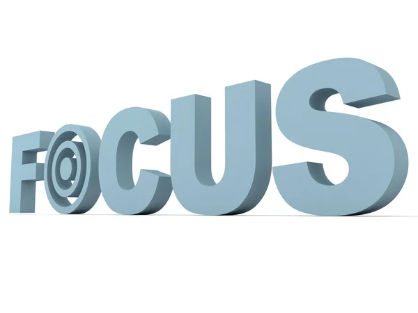 Focus concept blue text with target sign — Stock Photo, Image