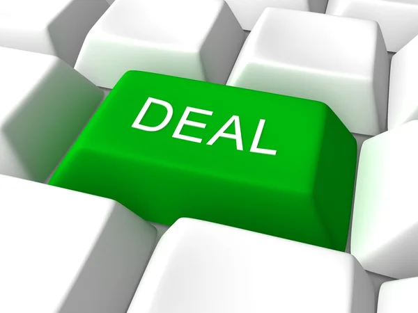 Deal button on white internet computer keyboard — Stock Photo, Image
