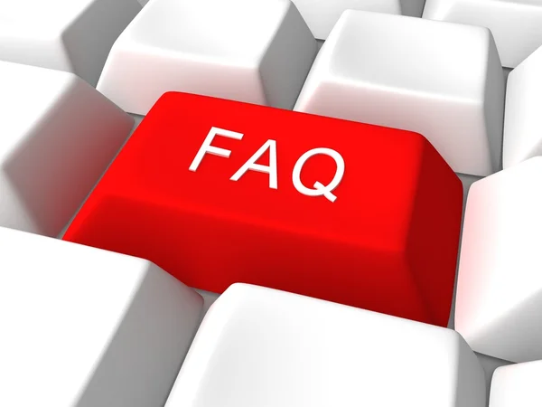 FAQ κουμπί στο πληκτρολόγιο λευκό internet του υπολογιστή — Φωτογραφία Αρχείου
