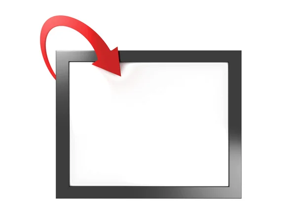 Tableau blanc avec une flèche rouge — Photo