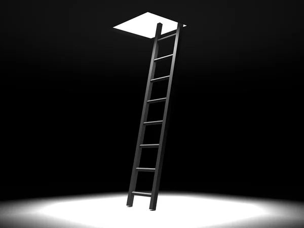 Ladder uit het donker naar light.success concept. — Stockfoto