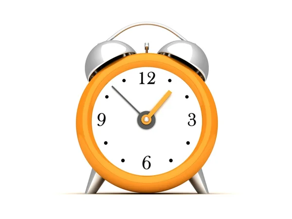 Reloj despertador de cobre naranja sobre blanco — Foto de Stock