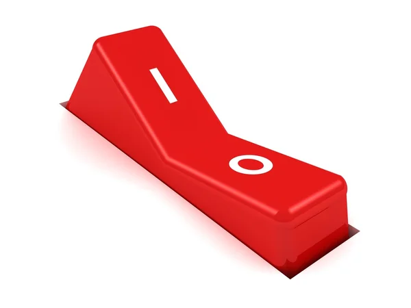 Na off czerwony przełącznik na białej powierzchni — Zdjęcie stockowe