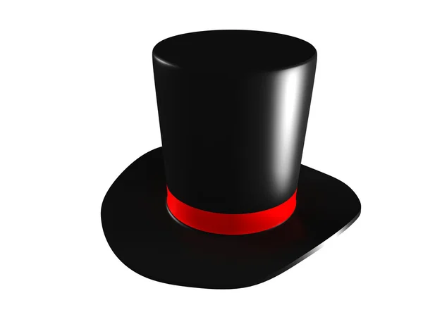 Chapéu mágico preto em um fundo branco — Fotografia de Stock