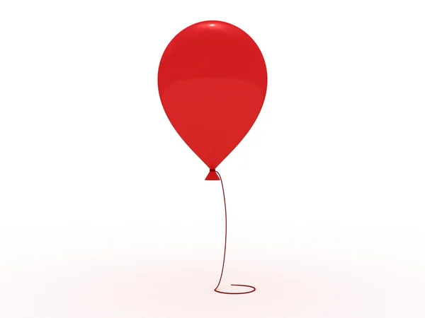 stock image Red shiny baloon with rope on white