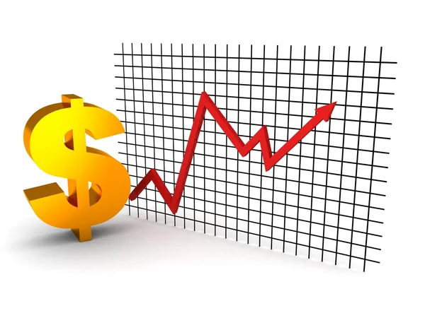 Dólar crescer diagrama vermelho — Fotografia de Stock