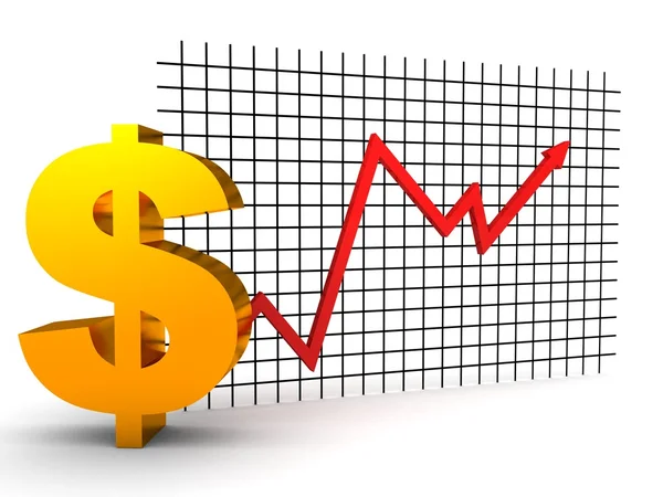 Dólar crescer diagrama vermelho — Fotografia de Stock
