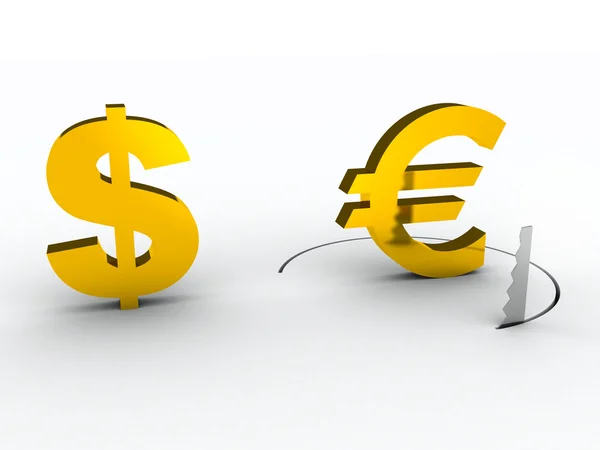 落下のユーロの金融リスクの概念 — ストック写真