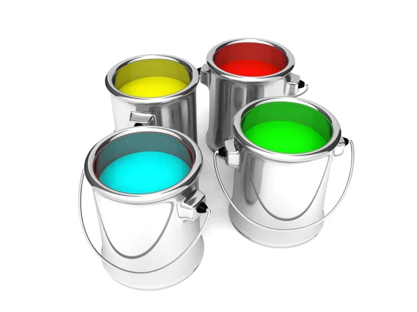 Paint metal cans on different colors — Stock Photo, Image