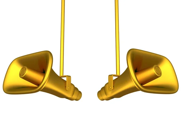Ogłoszenie i gratulacje złota głośniki — Zdjęcie stockowe