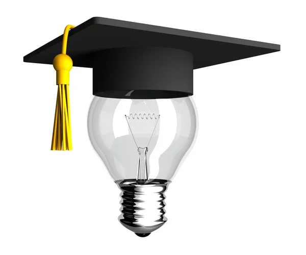 Smart light bulb with graduation hat — Stock Photo, Image