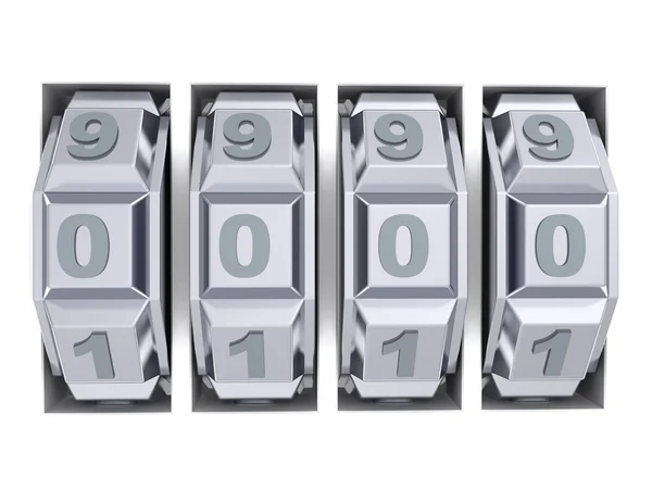 Metallic combination lock with four number — Stock Photo, Image