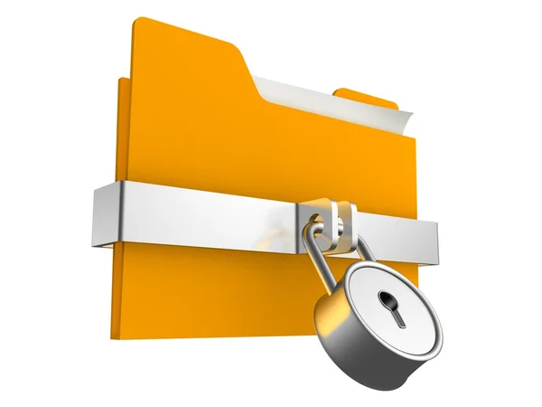 Locked orange folder with padlock — Stock Photo, Image