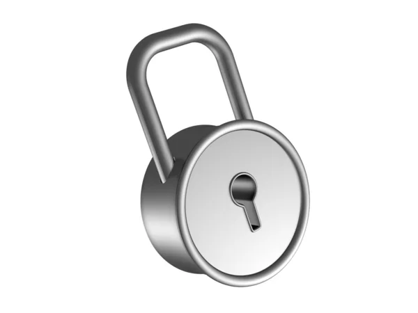Shiny round padlock on white background — Stock Photo, Image